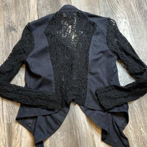 International Clothing Company Women’s Black Suede and Lace Moto Jacket, sz XS - Picture 7 of 11